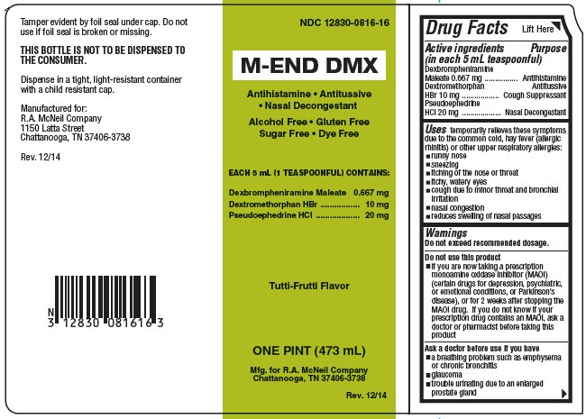 M-END DMX (DEXBROMPHENIRAMINE MALEATE, DEXTROMETHORPHAN HYDROBROMIDE, PSEUDOEPHEDRINE HYDROCHLORIDE) LIQUID [R. A. MCNEIL COMPANY]